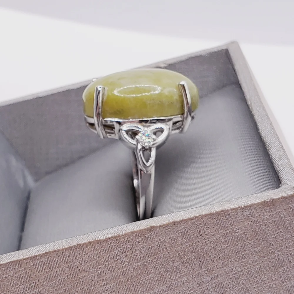Connemara Marble & Moissanite Platinum | 925 Sterling Silver Statement Ring
